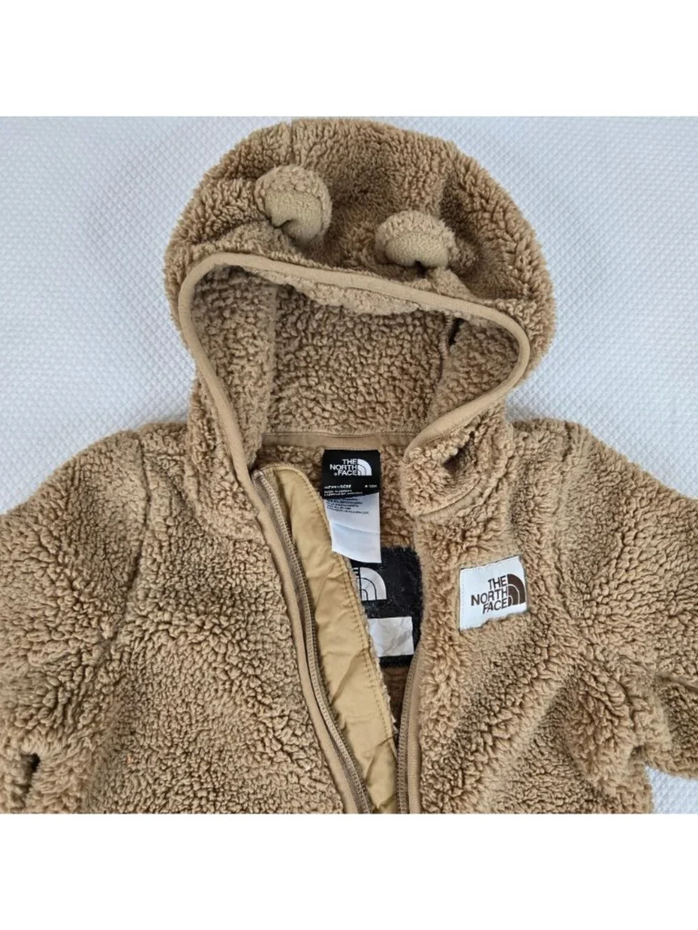 The North Face Infant Bear Bunting Brown 6-12M Sherpa Fleece Hoodie Full-Zip Win
